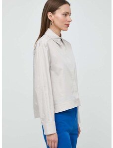 Bavlnená košeľa Max Mara Leisure dámska,šedá farba,voľný strih,s klasickým golierom,2416111028600
