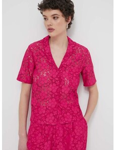 Košeľa Desigual SIENA dámska, ružová farba, voľný strih, s klasickým golierom, 24SWCW30