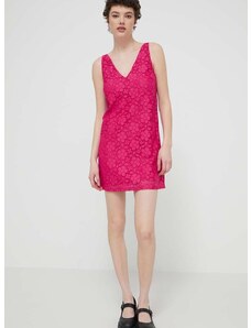Šaty Desigual LACE ružová farba, mini, rovný strih, 24SWVW48
