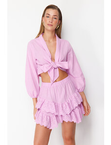 Trendyol Collection Ružová mini tkaná brodová sukňa