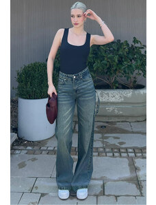 Madmext Women's Pale Blue Straight Wide Jean