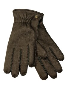 Carlsbad Hat Co. Pánske čierne ručne šité kožené rukavice z jelenia kože - kašmírová podšívka