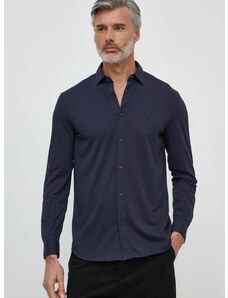 Bavlnená košeľa Armani Exchange pánska, tmavomodrá farba, regular, s klasickým golierom, 3DZCHQ ZJ8EZ