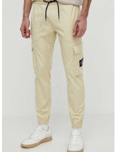 Nohavice Calvin Klein Jeans pánske,béžová farba,strih cargo,J30J324696