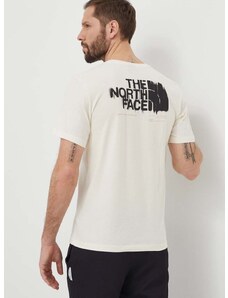 Bavlnené tričko The North Face pánsky, béžová farba, s potlačou, NF0A87EWQLI1