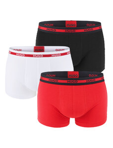 HUGO - boxerky 3PACK cotton stretch red & black color combo z organickej bavlny - limitovaná fashion edícia (HUGO BOSS)