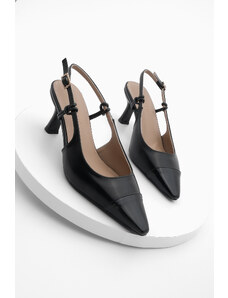 Marjin Dámske topánky so špicatou špičkou a otvorenou zadnou tenkou pätou, klasické topánky na podpätku Lenes Black