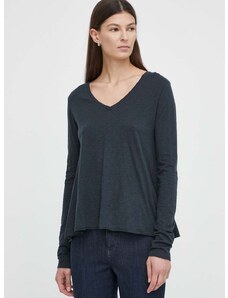 Tričko s dlhým rukávom American Vintage dámsky, tmavomodrá farba