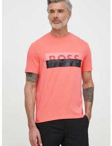 Tričko Boss Green pánsky,ružová farba,s potlačou,50512998