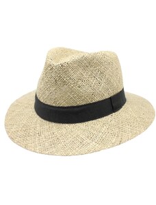 Fiebig - Headwear since 1903 Pánsky slamený klobúk z morskej trávy s čiernou stuhou - Fedora
