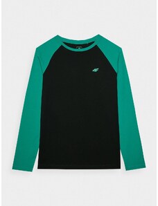 4F Chlapčenské tričko s dlhým rukávom a bez potlače - zelené