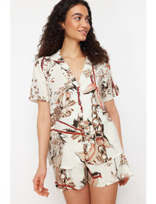 Trendyol Collection Viacfarebná kvetinová súprava tkaného pyžama z viskózy