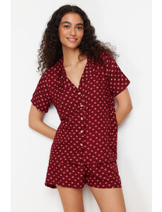 Trendyol Collection Súprava pyžama z tkaného pyžama z viskózy s červeným srdcom