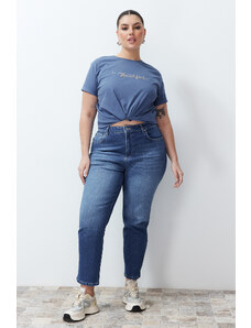 Trendyol Curve Modré, udržateľnejšie, štíhle džínsy pre mamu s vysokým pásom