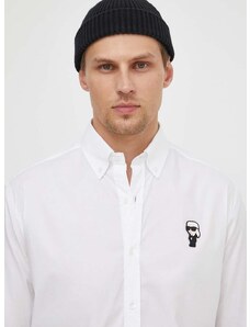 Košeľa Karl Lagerfeld pánska,biela farba,regular,s golierom button-down,542600.605911