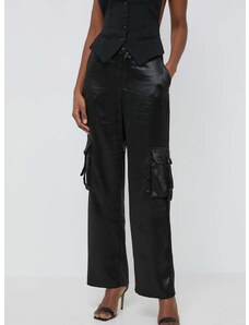 Nohavice Guess JAMIE dámske, čierna farba, rovné, vysoký pás, W4GB44 WECV2