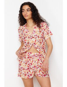 Trendyol Collection Viacfarebná kvetinová súprava tkaného pyžama z viskózy