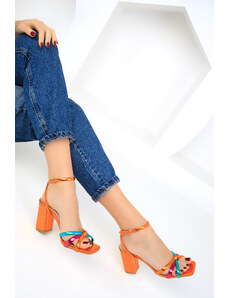 SOHO Oranžovo-multi dámske klasické topánky na podpätku