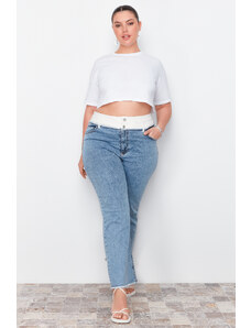 Trendyol Curve Svetlomodrý opasok s detailným rovným strihom Jeans