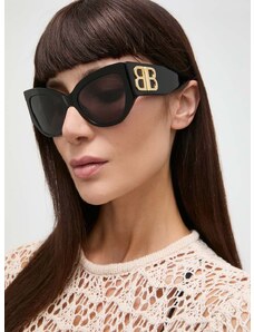 Slnečné okuliare Balenciaga dámske, čierna farba, BB0322S