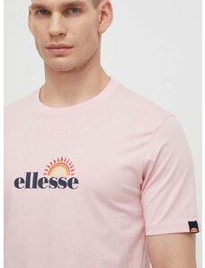 Bavlnené tričko Ellesse Trea T-Shirt pánske, ružová farba, s potlačou, SHV20126