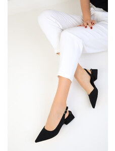 SOHO Čierne matné saténové dámske klasické topánky na podpätku