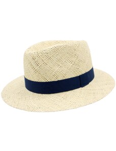 KASTORI Slamený klobúk s modrou stuhou - Fedora