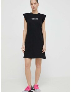Bavlnené šaty Guess ATHENA čierna farba, mini, oversize, V4GK05 KC641