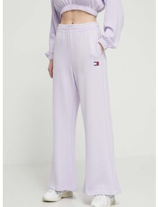 Tepláky Tommy Jeans fialová farba,jednofarebné,DW0DW17312