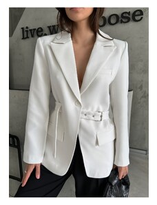 Laluvia Bunda Belted Blazer v bielom dizajne