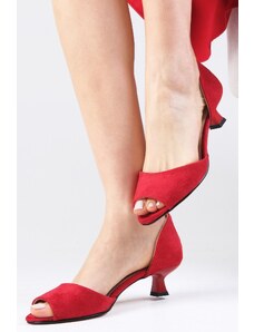 Mio Gusto Dámske semišové topánky na nízkom podpätku Adrian Red Color