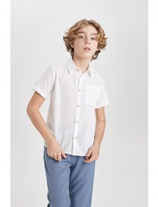 DeFacto Chlapčenská košeľa s pólom s krátkym rukávom, ľanovým výstrihom, Z3204a624sm