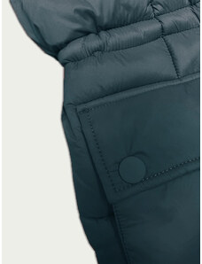 Stitch&Soul Dámska zimná prešívaná bunda v smaragdovej farbe s odnímateľnou kapucňou (12400)