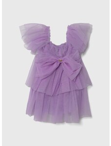 Dievčenské šaty Pinko Up fialová farba, mini, áčkový strih