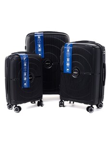 Rogal Čierna sada 3 luxusných odolných kufrov "Orbital" - M, L, XL