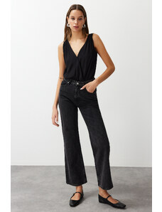 Trendyol Collection Čierne džínsy so širokým pásom