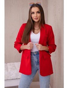 MladaModa Elegantné sako s nariasenými rukávmi model 9709 červené