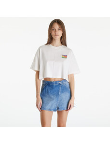 Tommy Hilfiger Dámské tričko Tommy Jeans Oversized Cropped Summer Flag Tee Ancient White