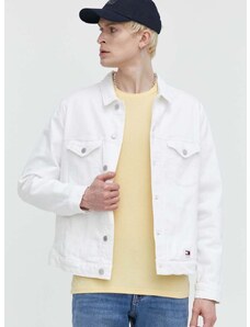 Rifľová bunda Tommy Jeans pánska,biela farba,prechodná,DM0DM18780