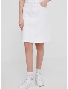 Rifľová sukňa Tommy Hilfiger biela farba,mini,rovný strih,WW0WW41341