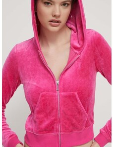 Mikina Juicy Couture dámska, ružová farba, s kapucňou, s nášivkou