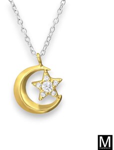 Strieborný náhrdelník "Mesiac a hviezda"