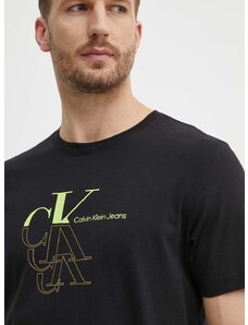 Bavlnené tričko Calvin Klein Jeans pánsky,čierna farba,s potlačou,J30J325352