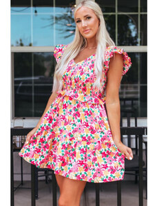 Romantické farebné kvetinové šaty s riasením LC6114175-22
