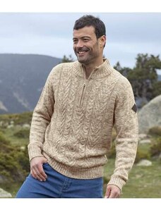 Pletený sveter so stojačikom Atlas for Men BÉŽOVÁ