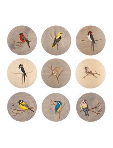 BeWooden Set dekorácií vtáčikov 9 ks