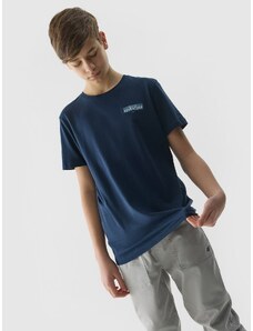 4F Chlapčenské tričko s potlačou z organickej bavlny - tmavomodré
