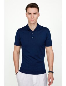 Tudors Pánske Slim Fit Slim Fit bavlnené pletené tričko Polo golier v námorníckej modrej