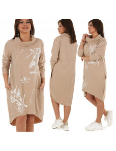 Fashionweek Dámske šaty pohodlné teplákové šaty oversized s grafikou MF652