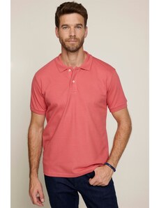 Tudors Pánske tričko Slim Fit Slim Fit zo 100 % bavlny obyčajná Pique Pink Polo s golierom